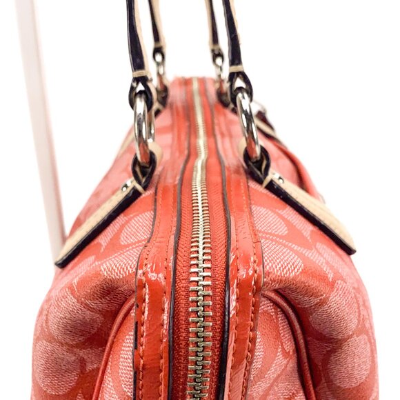 COACH Vermillion Red Signature Stripe PVC Satchel Handbag - E1394-F24362 - Picture 9 of 16